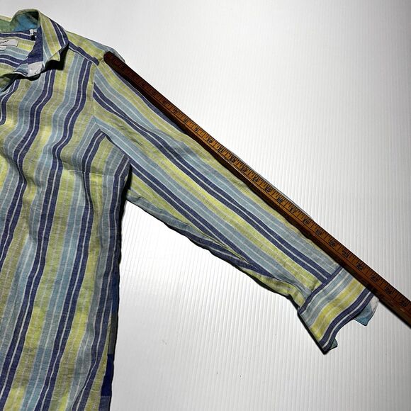 Foxcroft Women’s Plus Size 16 Relaxed Striped Plaid Linen Button Up Shirt Tunic - Picture 10 of 10